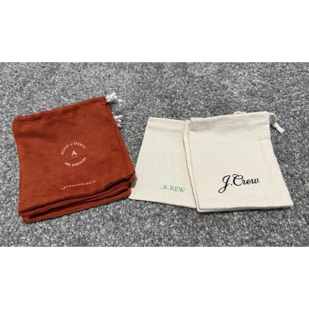 Lot of 9 - 6 Anthropologie & 3 J Crew cloth Jewelry bag drawstring pouches
